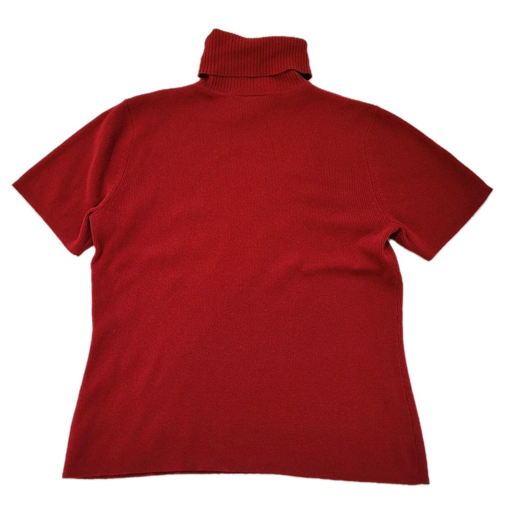 Talbots Sweater Women's Wool Cashmere Blend Knit RED Crew Neck Short Sleeve SZ S